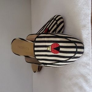 Talbots | Women's Lady Bugs Black/White Gold Stripes Slip-On Mules Sz 7M